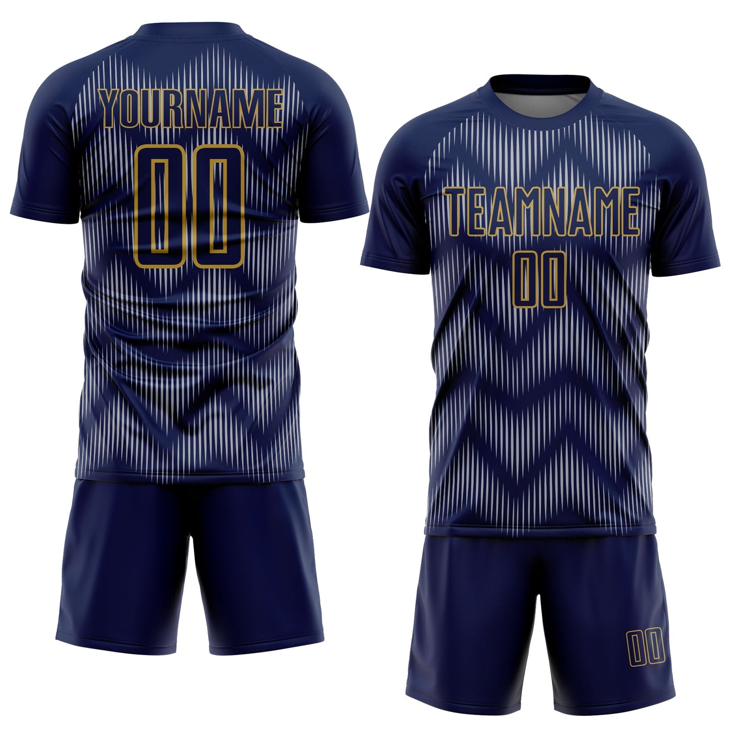 Custom Navy Gray-Old Gold Line Sublimation Soccer Uniform Jersey Limited