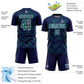 Custom Navy Teal-White Line Sublimation Soccer Uniform Jersey Limited