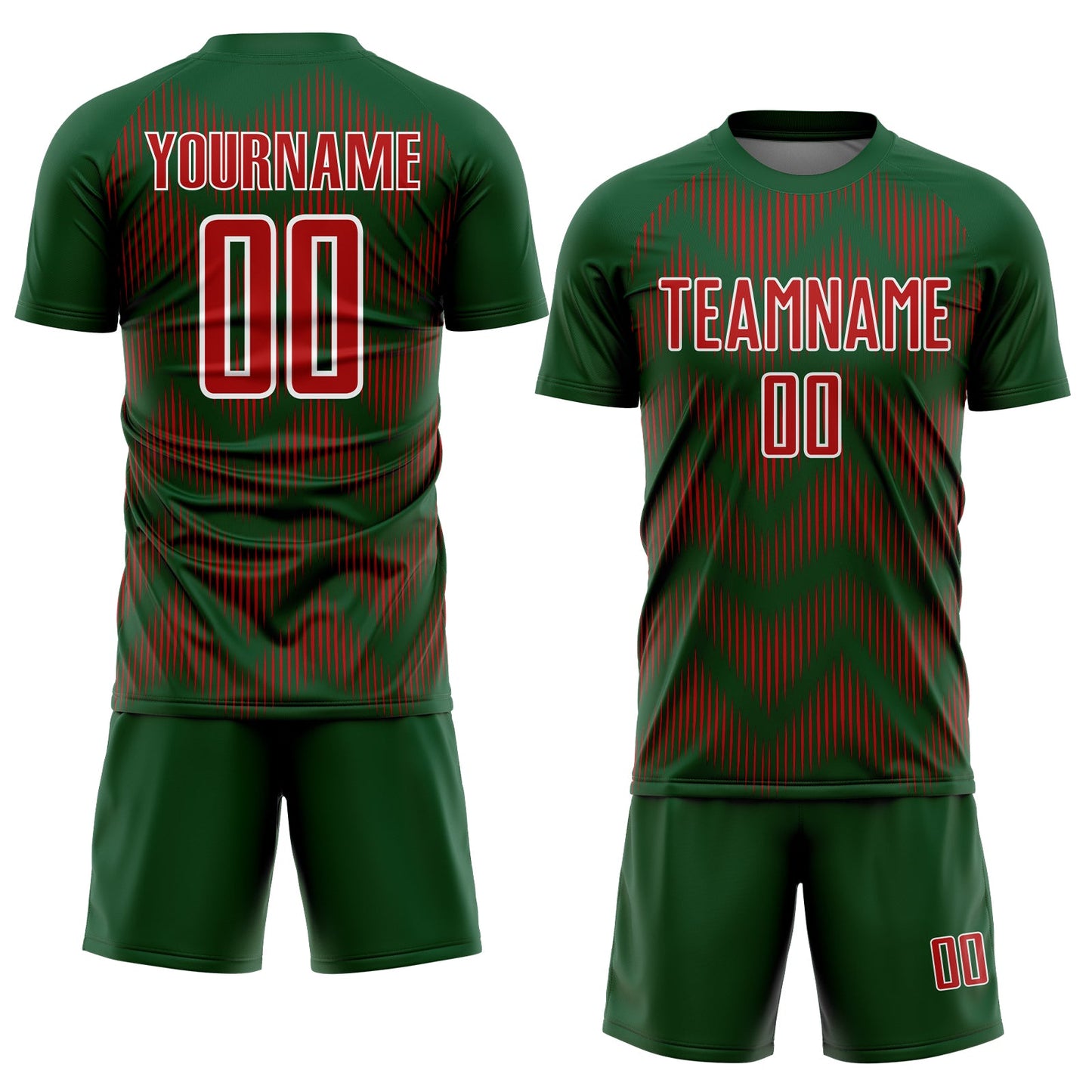 Custom Green Red-White Line Sublimation Soccer Uniform Jersey Limited