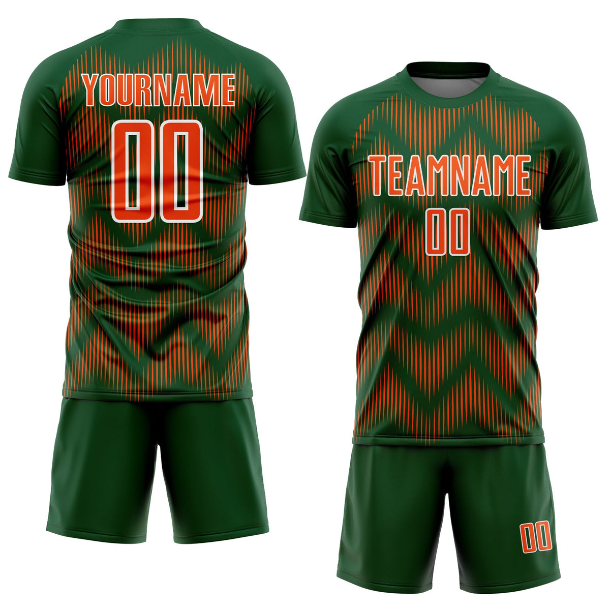 Custom Green Orange-White Line Sublimation Soccer Uniform Jersey Limited