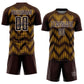 Custom Brown Gold-White Line Sublimation Soccer Uniform Jersey Limited