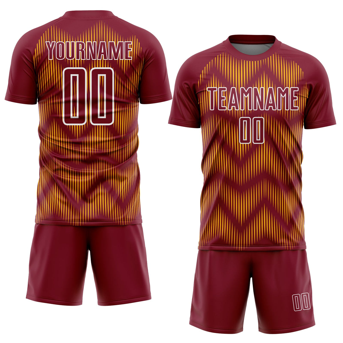 Custom Crimson Gold-White Line Sublimation Soccer Uniform Jersey Limited