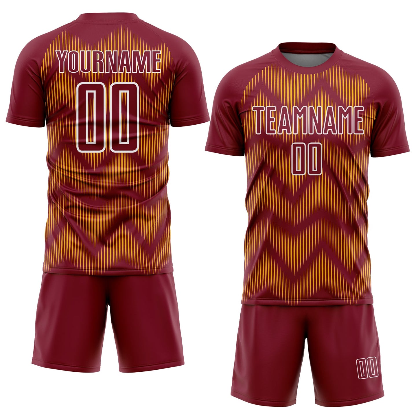 Custom Crimson Gold-White Line Sublimation Soccer Uniform Jersey Limited
