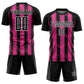 Custom Black Pink-White Abstract Network Sublimation Soccer Uniform Jersey Limited