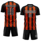 Custom Black Orange-White Abstract Network Sublimation Soccer Uniform Jersey Limited