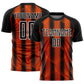 Custom Black Orange-White Abstract Network Sublimation Soccer Uniform Jersey