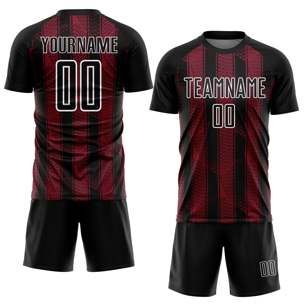 Custom Black Crimson-White Abstract Network Sublimation Soccer Uniform Jersey Limited