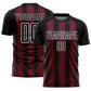 Custom Black Crimson-White Abstract Network Sublimation Soccer Uniform Jersey
