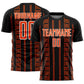 Custom Black Orange-White Geometric Shape Sublimation Soccer Uniform Jersey
