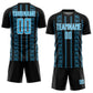 Custom Black Sky Blue-White Geometric Shape Sublimation Soccer Uniform Jersey Limited