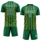 Custom Kelly Green Gold-White Geometric Shape Sublimation Soccer Uniform Jersey Limited