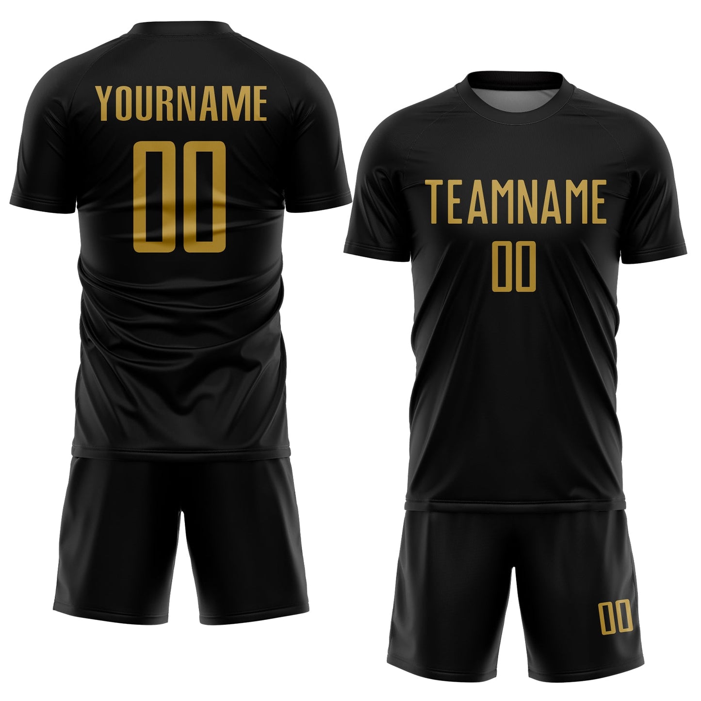 Custom Black Old Gold Sublimation Soccer Uniform Jersey Limited