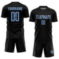 Custom Black Light Blue Sublimation Soccer Uniform Jersey Limited