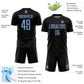 Custom Black Light Blue Sublimation Soccer Uniform Jersey Limited
