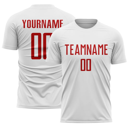 Custom White Red Sublimation Soccer Uniform Jersey