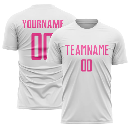 Custom White Pink Sublimation Soccer Uniform Jersey