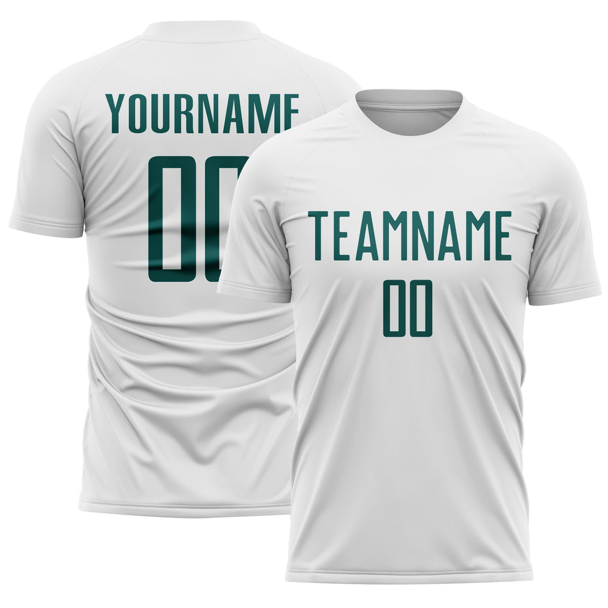 Custom White Midnight Green Sublimation Soccer Uniform Jersey