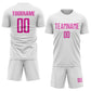 Custom White Deep Pink Sublimation Soccer Uniform Jersey Limited