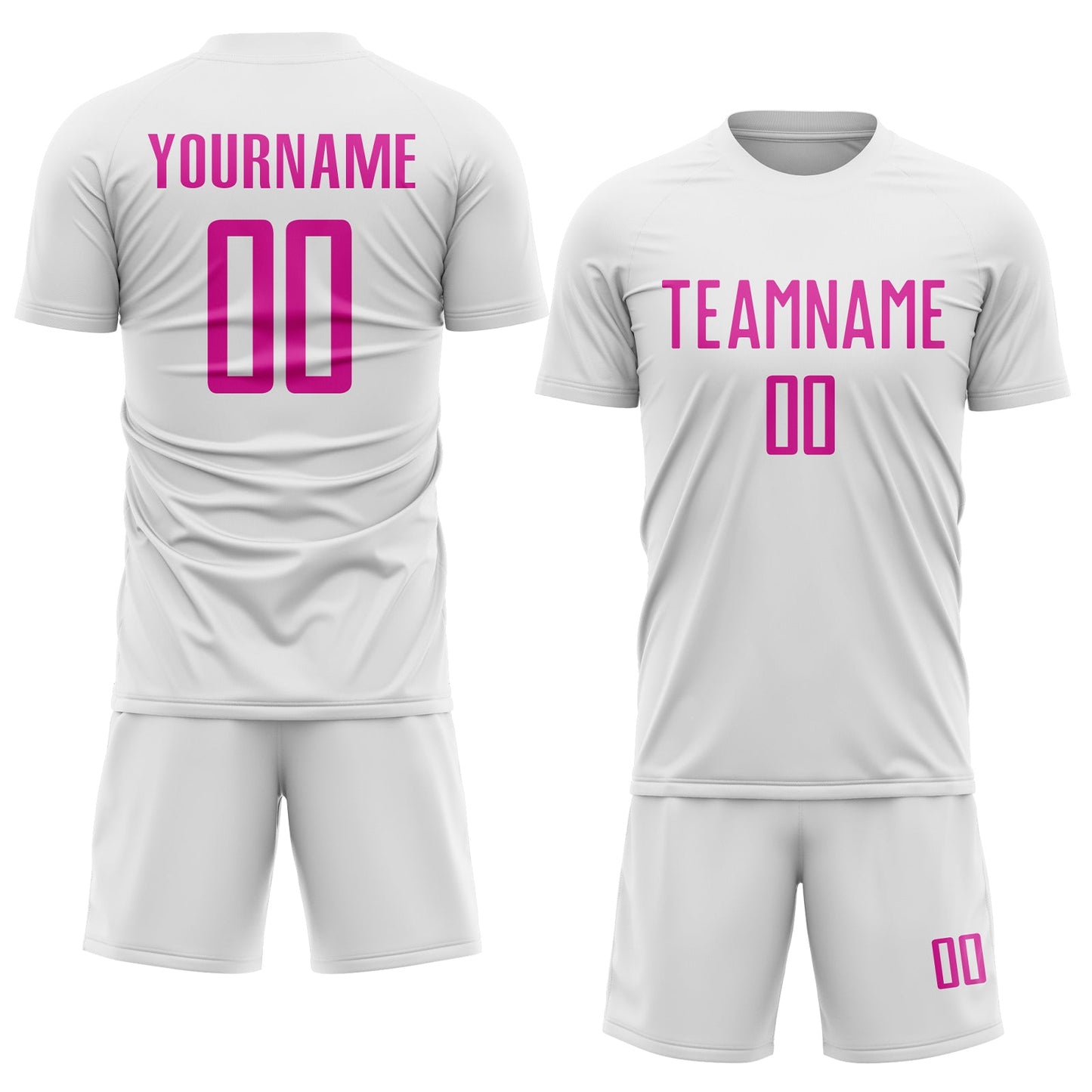 Custom White Deep Pink Sublimation Soccer Uniform Jersey Limited