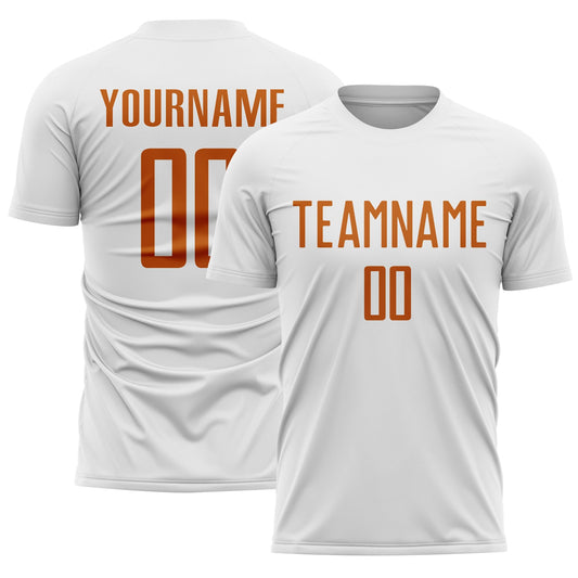 Custom White Texas Orange Sublimation Soccer Uniform Jersey