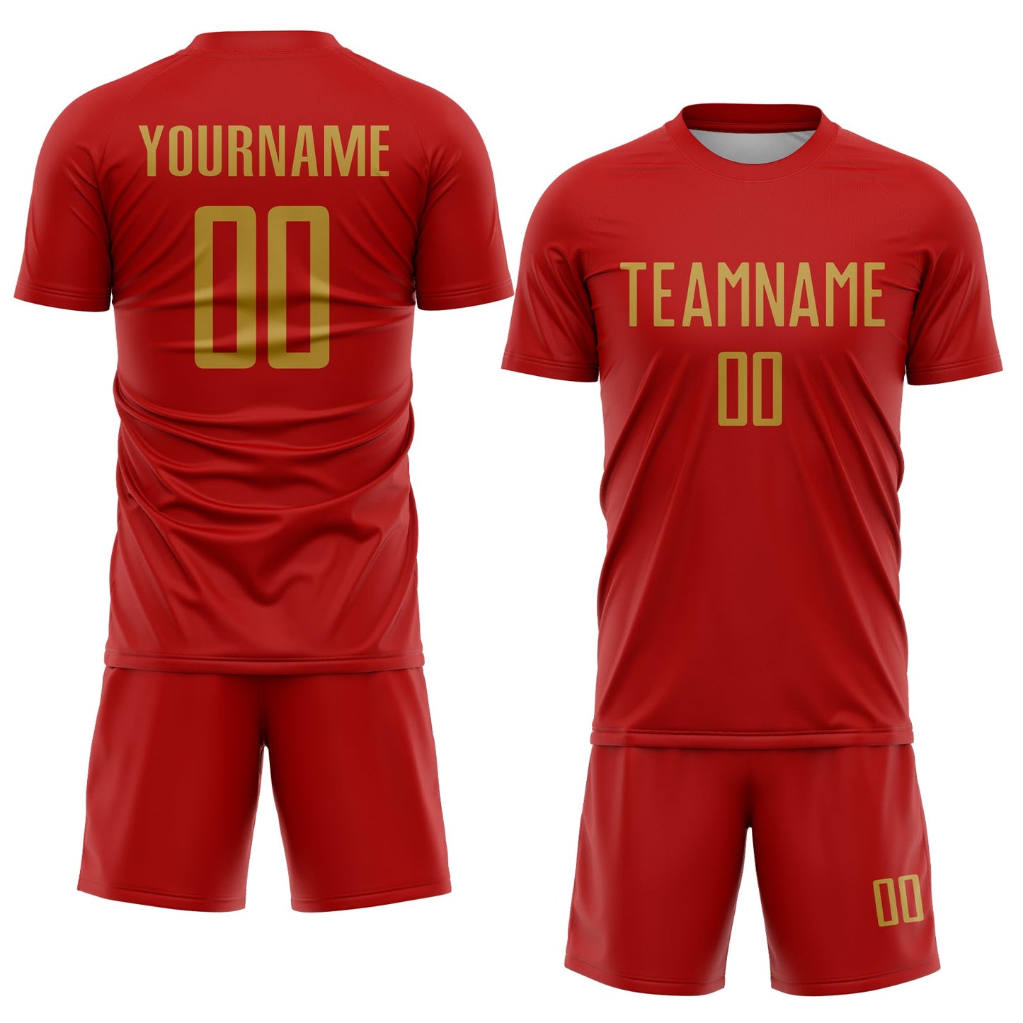 Custom Red Old Gold Sublimation Soccer Uniform Jersey Limited