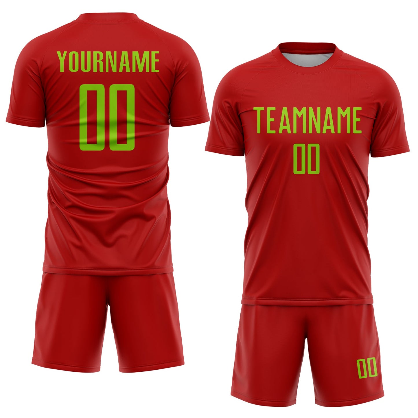 Custom Red Neon Green Sublimation Soccer Uniform Jersey Limited