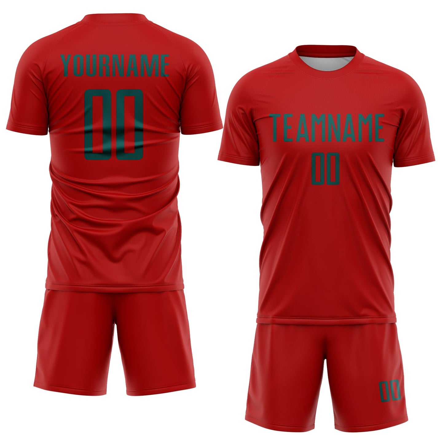 Custom Red Midnight Green Sublimation Soccer Uniform Jersey Limited