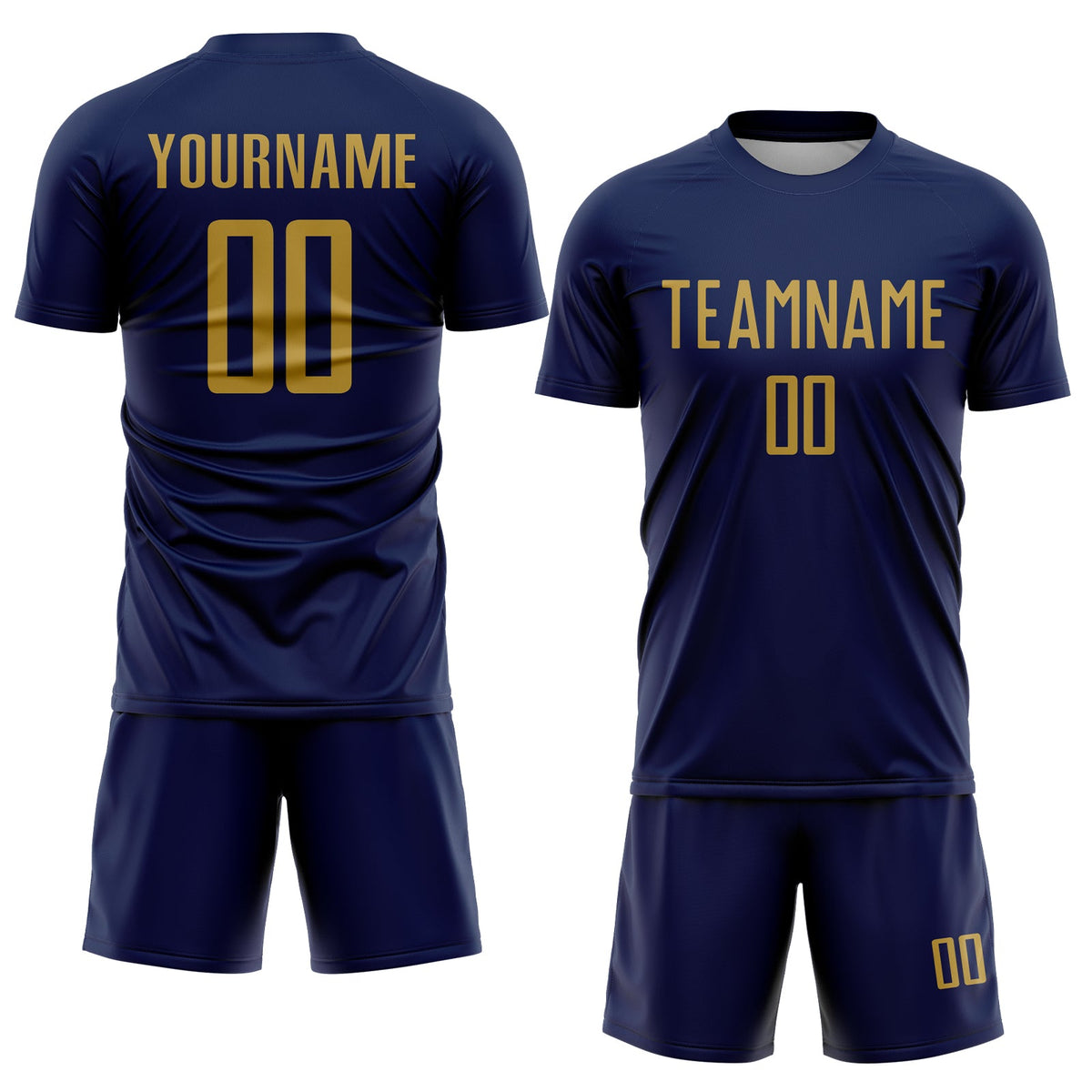 Custom Navy Old Gold Sublimation Soccer Uniform Jersey Limited