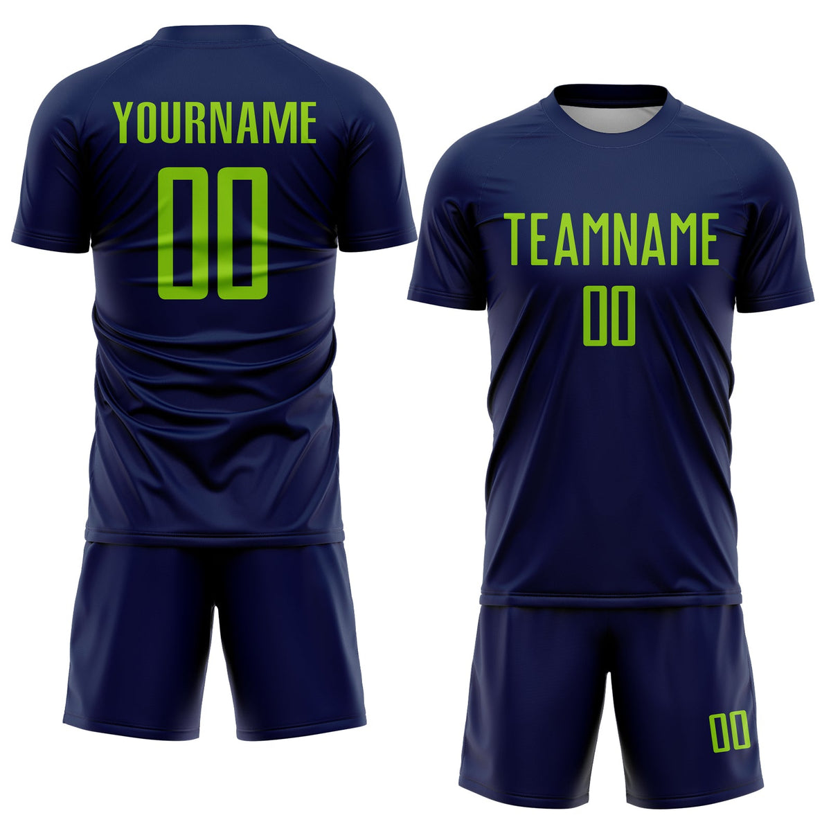 Custom Navy Neon Green Sublimation Soccer Uniform Jersey Limited