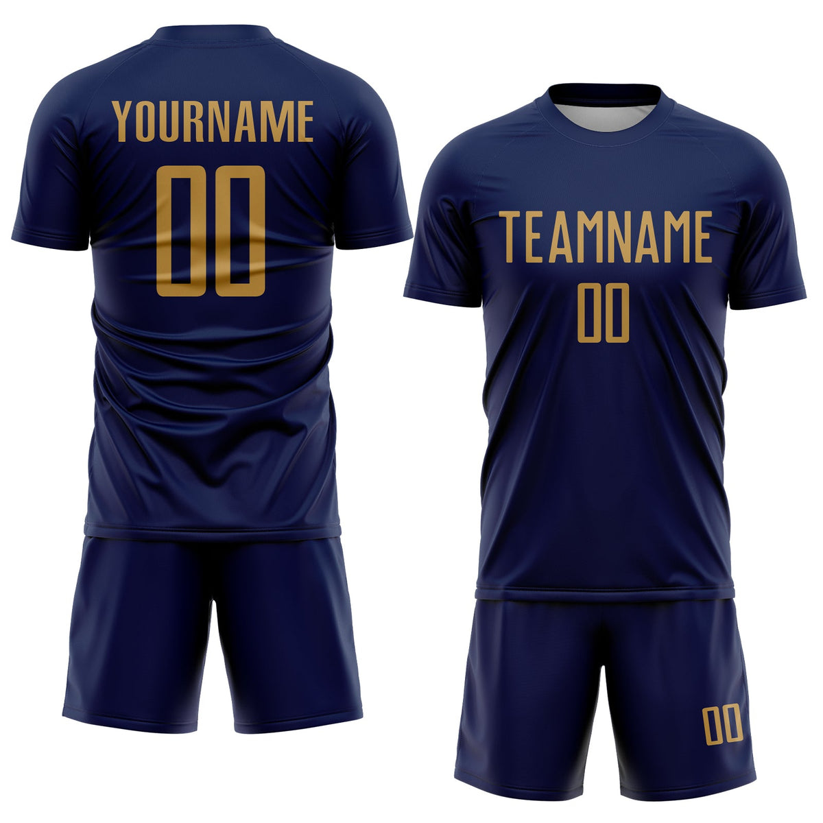 Custom Navy Old Gold Sublimation Soccer Uniform Jersey Limited