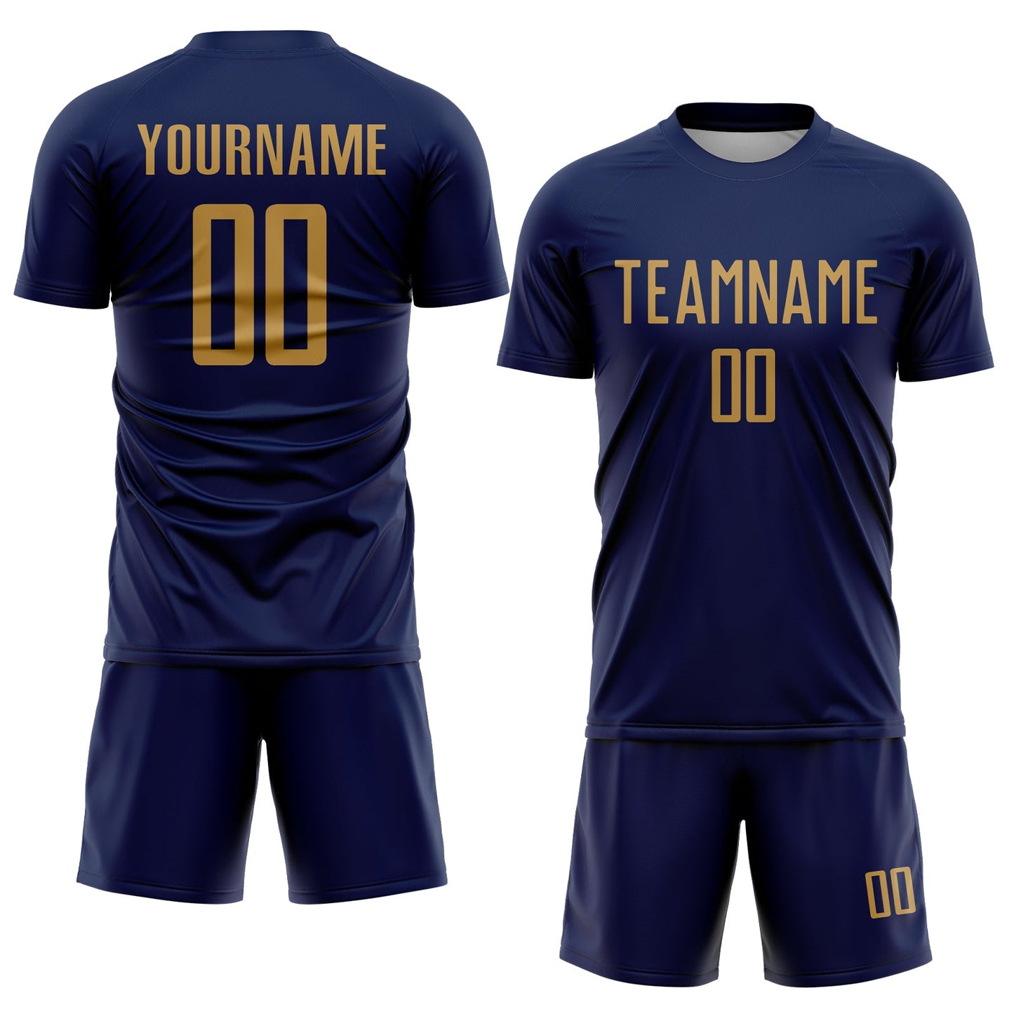 Custom Navy Old Gold Sublimation Soccer Uniform Jersey Limited