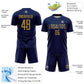 Custom Navy Old Gold Sublimation Soccer Uniform Jersey Limited
