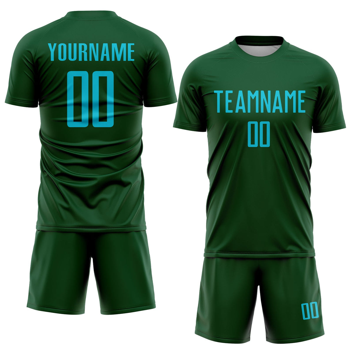 Custom Green Lakes Blue Sublimation Soccer Uniform Jersey Limited