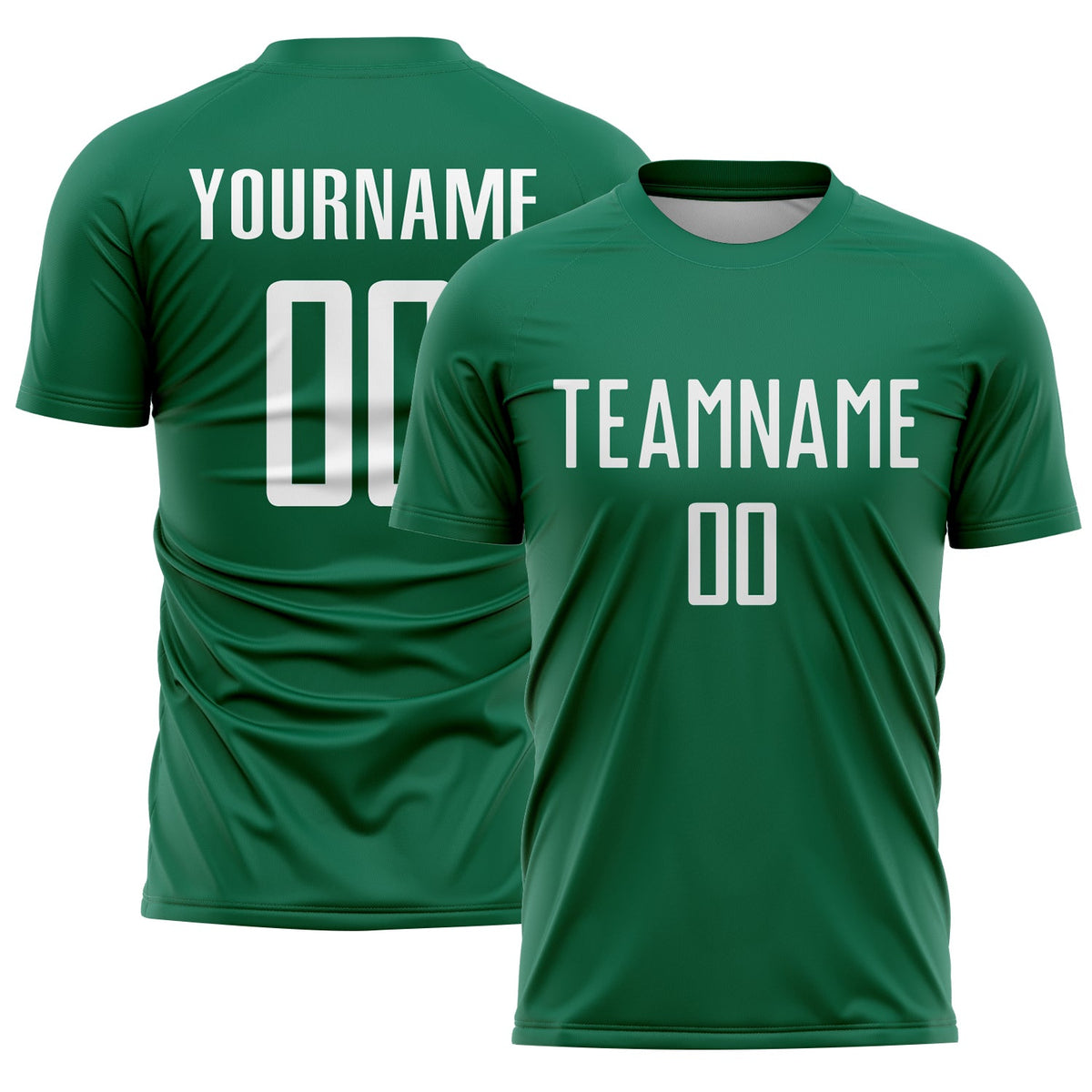 Custom Kelly Green White Sublimation Soccer Uniform Jersey