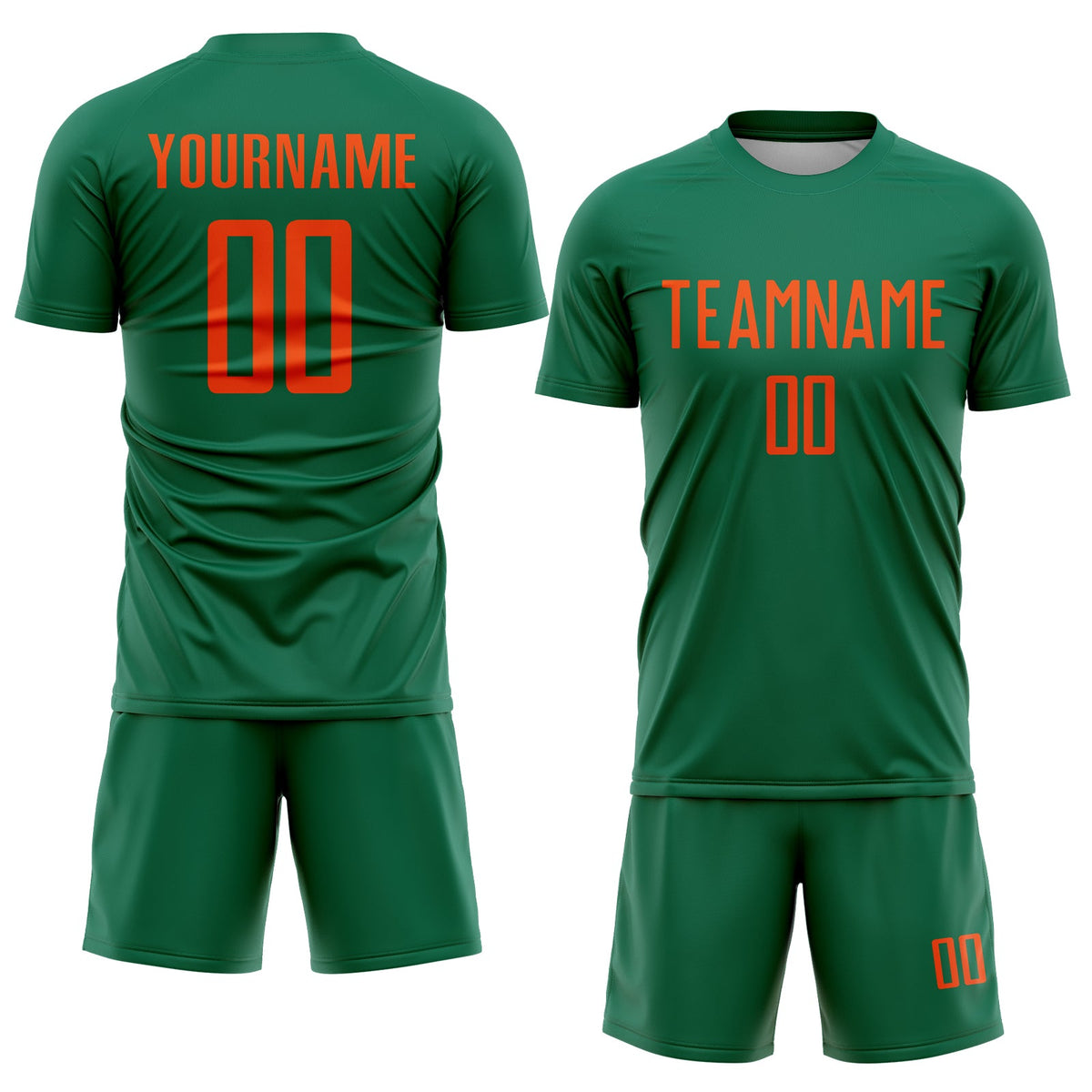 Custom Kelly Green Orange Sublimation Soccer Uniform Jersey Limited