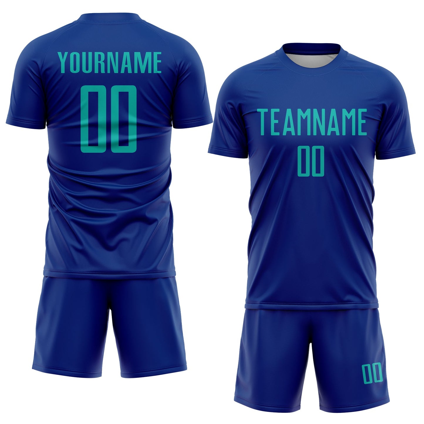 Custom Royal Aqua Sublimation Soccer Uniform Jersey Limited