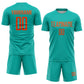 Custom Aqua Orange Sublimation Soccer Uniform Jersey Limited