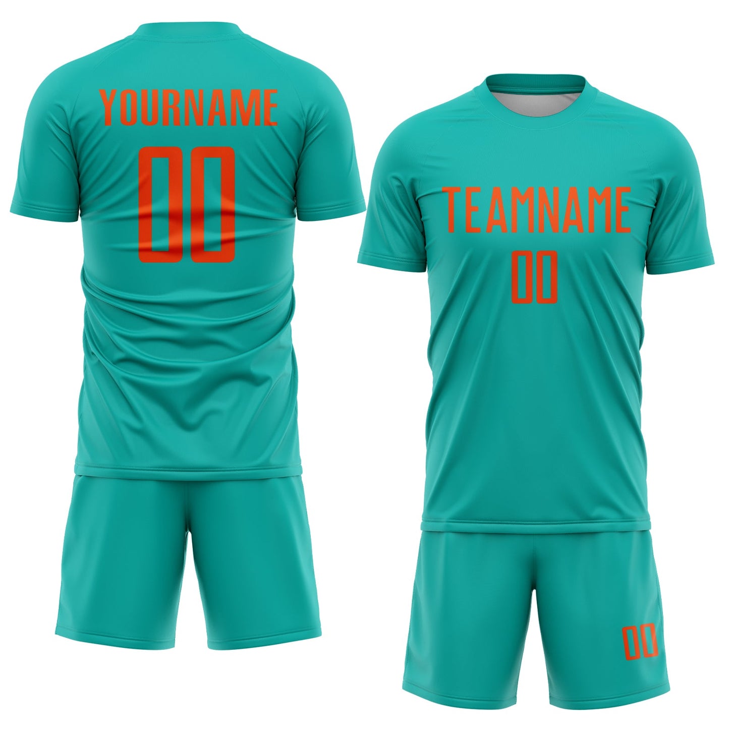 Custom Aqua Orange Sublimation Soccer Uniform Jersey Limited