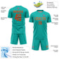 Custom Aqua Orange Sublimation Soccer Uniform Jersey Limited