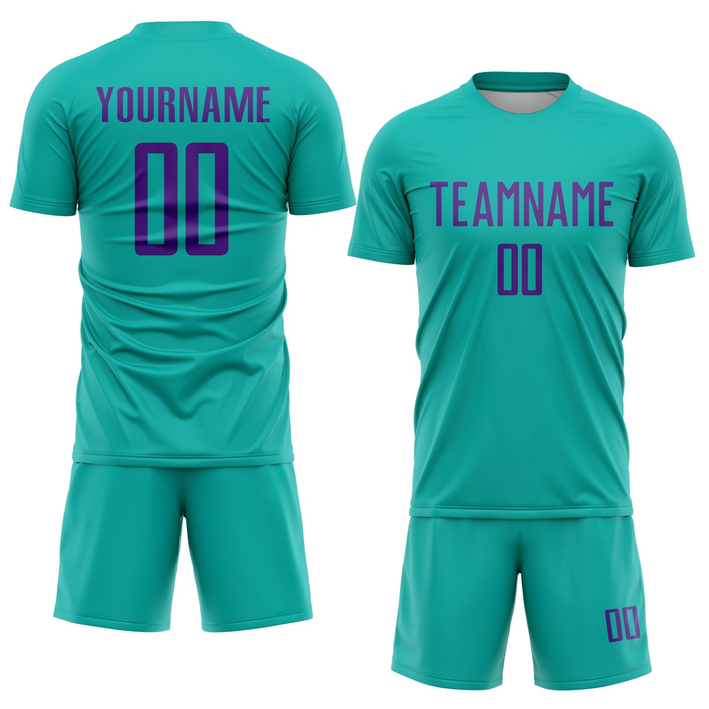 Custom Aqua Purple Sublimation Soccer Uniform Jersey Limited