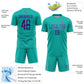 Custom Aqua Purple Sublimation Soccer Uniform Jersey Limited