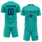 Custom Aqua Navy Sublimation Soccer Uniform Jersey Limited