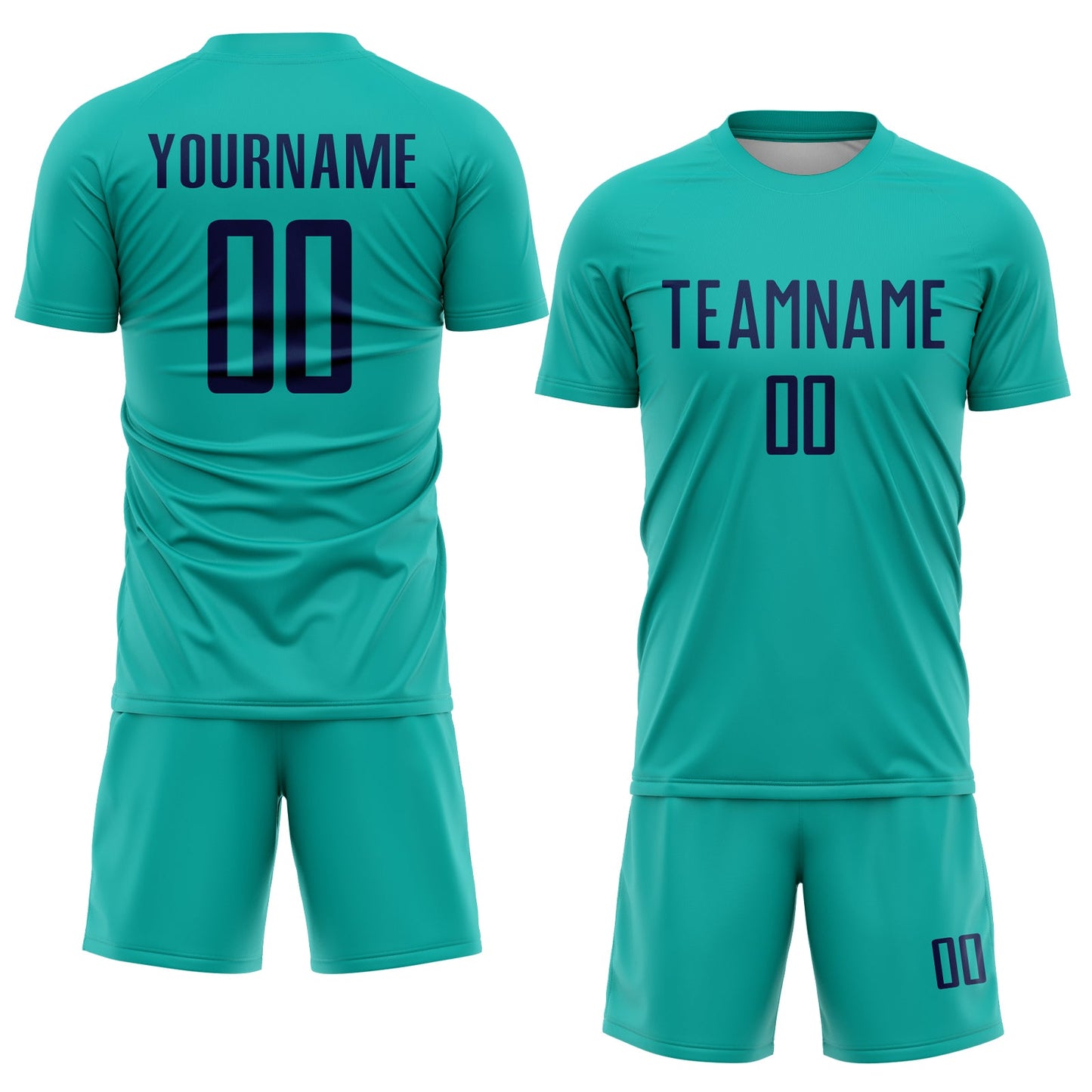 Custom Aqua Navy Sublimation Soccer Uniform Jersey Limited
