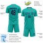 Custom Aqua Navy Sublimation Soccer Uniform Jersey Limited