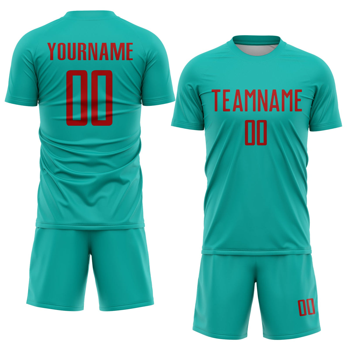 Custom Aqua Red Sublimation Soccer Uniform Jersey Limited