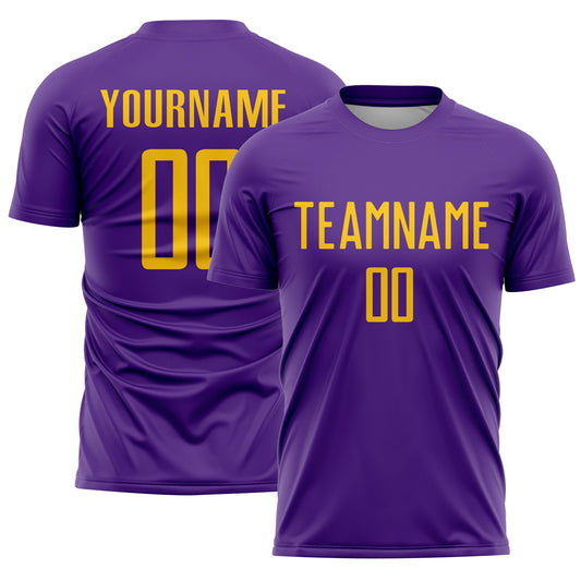Custom Purple Gold Sublimation Soccer Uniform Jersey