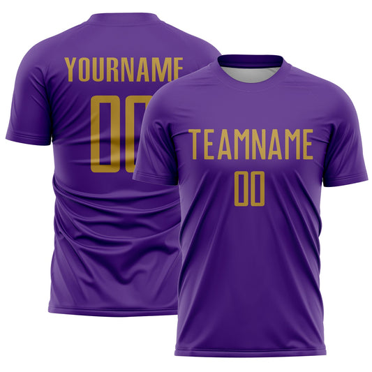 Custom Purple Old Gold Sublimation Soccer Uniform Jersey