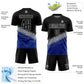 Custom Black Gray-Royal Gradient Geometric Shape Sublimation Soccer Uniform Jersey Limited