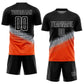 Custom Black Gray-Orange Gradient Geometric Shape Sublimation Soccer Uniform Jersey Limited