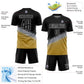 Custom Black Gray-Old Gold Gradient Geometric Shape Sublimation Soccer Uniform Jersey Limited